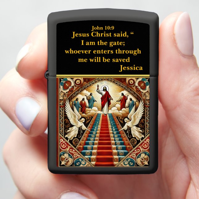 Jesus the Door to Eternity Zippo Lighter (In Hand)