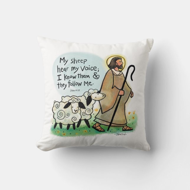 Jesus the Good Shepherd customizable pillow (Front)