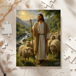Jesus the Good Shepherd in Golden Valley Jigsaw Puzzle