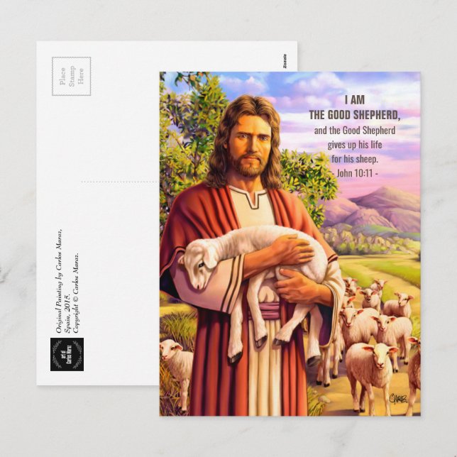 Jesus The Good Shepherd Painting Easter Postcards (Front/Back)