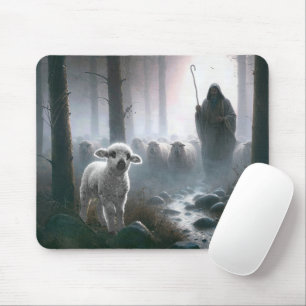 Jesus the Good Shepherd Rescuing a Lost Lamb Mouse Pad