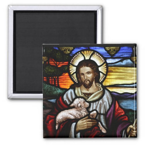 Jesus The Good Shepherd Stained Glass Magnet