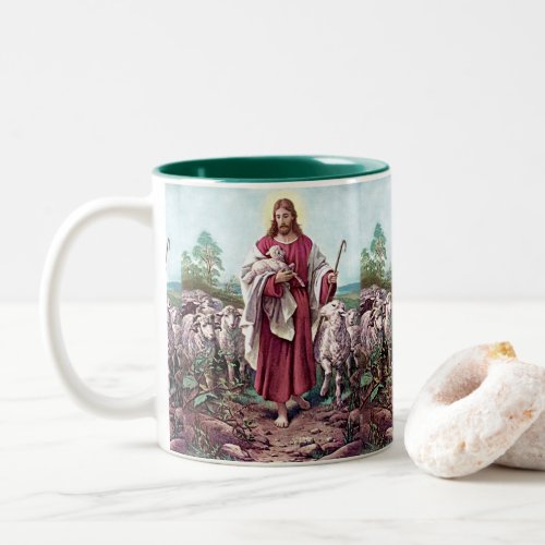 Jesus The Good Shepherd  Two_Tone Coffee Mug