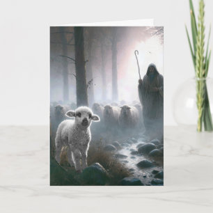 Jesus the Good Shepherd with Lost Lamb Card