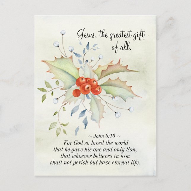 JESUS The Greatest Gift of All John 3:16 Christmas Postcard (Front)