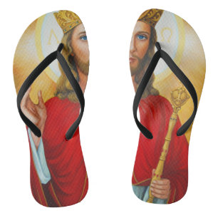 Jesus The King Blessing Sacred Heart of Jesus Flip Flops