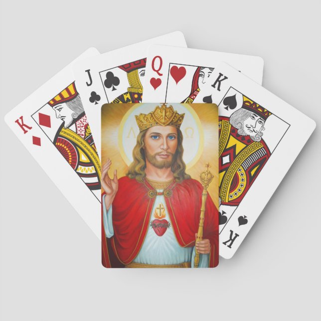 Jesus The King Blessing Sacred Heart of Jesus Poker Cards (Back)
