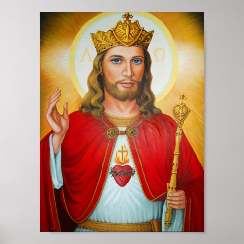 Jesus The King Blessing Sacred Heart of Jesus Poster