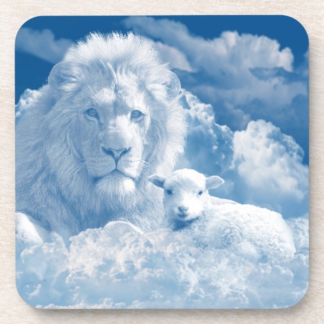 JESUS THE LAMB AND JESUS THE LION BEVERAGE COASTER (Front)