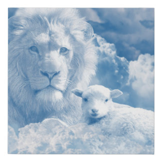 JESUS THE LAMB AND JESUS THE LION FAUX CANVAS PRINT