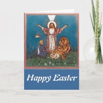 Jesus The Lion And The Lamb Holiday Card by makeitabetterworld at Zazzle