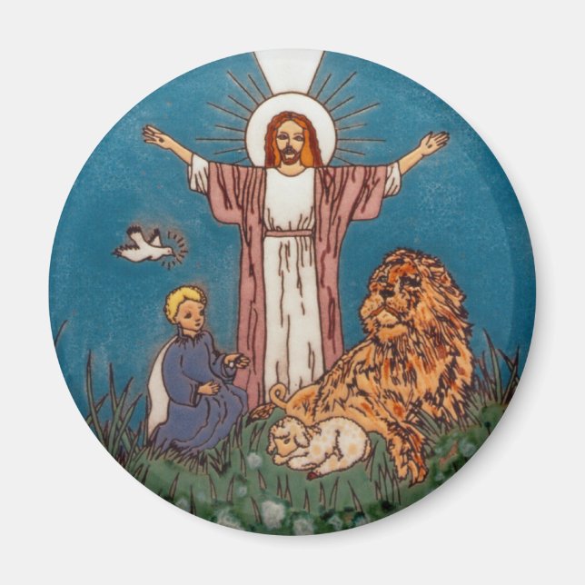 Jesus the Lion and the Lamb Magnet (Front)