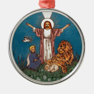 Jesus the Lion and the Lamb Metal Ornament