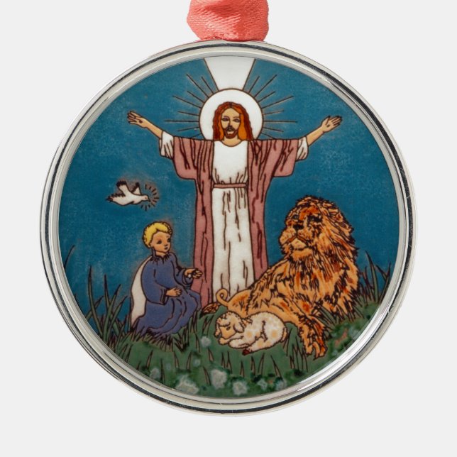 Jesus the Lion and the Lamb Metal Ornament (Front)