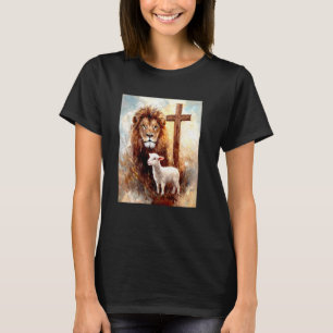 Jesus the Lion Lamb the Cross Catholic Christian T-Shirt