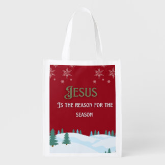Jesus the reason for the season reusable Shopping Grocery Bag