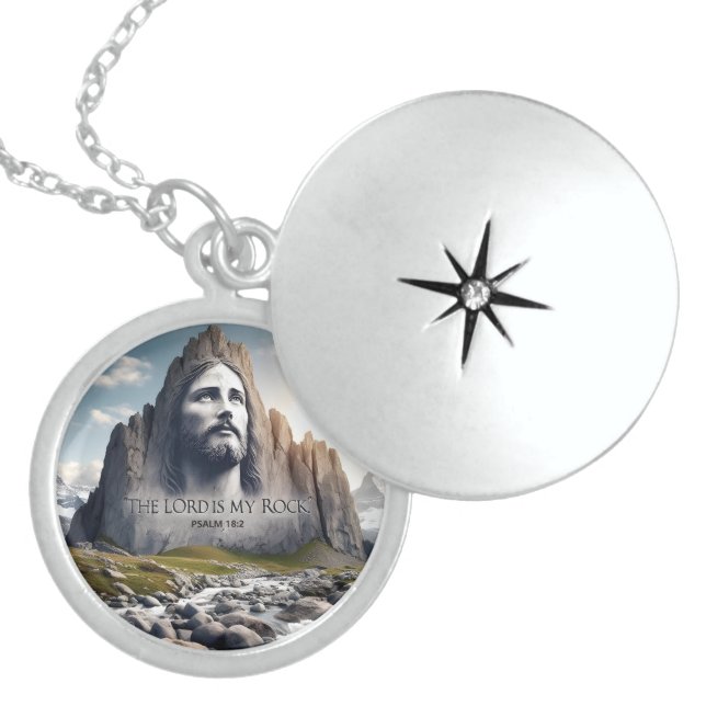 Jesus the Rock of Ages Locket Necklace (Front)