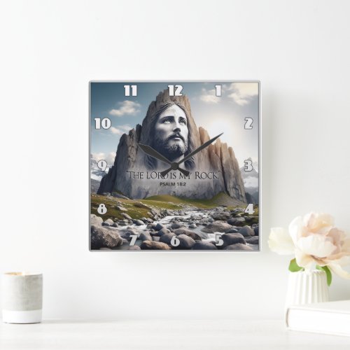 Jesus the Rock of Ages Square Wall Clock