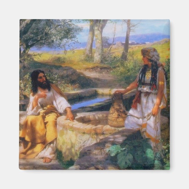 Jesus & the Samaritan woman at Jacob's Well Magnet (Front)