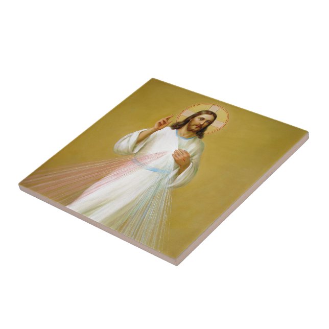 Jesus the Savior Blessing Catholic Artwork Ceramic Tile (Side)