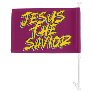 JESUS THE SAVIOR CAR FLAG