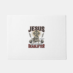 Jesus The Ultimate Deadlifter Vintage Christian Sh Doormat