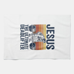 Jesus The Ultimate Deadlifter Vintage Gym Shirt_1 Kitchen Towel