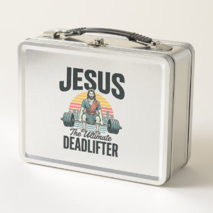 Jesus The Ultimate Deadlifter Vintage Metal Lunch Box