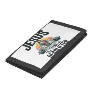 Jesus The Ultimate Deadlifter Vintage Trifold Wallet