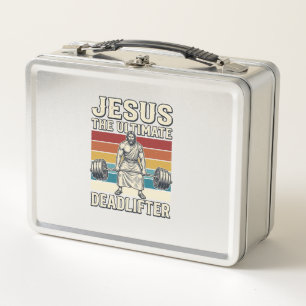 Jesus The Ultimate Deadlifter Vintage Vector Desig Metal Lunch Box