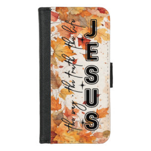 Jesus the Way the Truth the Life Autumn Design iPhone 8/7 Wallet Case
