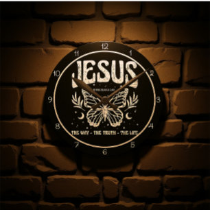 Jesus The Way The Truth The Life Butterfly Round Clock