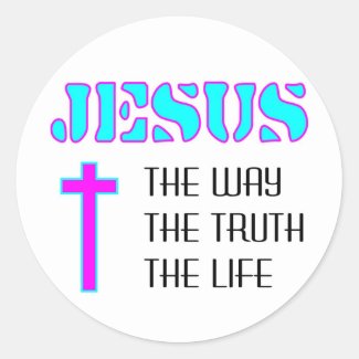 Jesus the way the truth the life classic round sticker