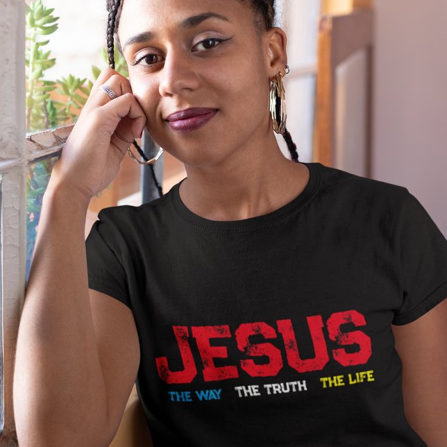 Jesus The Way The Truth The Life Grunge  T-Shirt (This colorful distressed t-shirt is the perfect way to share your faith with others. )