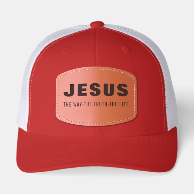 JESUS THE WAY THE TRUTH THE LIFE  LEATHER PATCH HAT (Front)