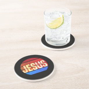 Jesus, The Way, The Truth, The Life Retro Sunset Coaster