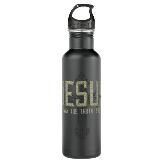 Jesus The Way The Truth The Life Stainless Steel Water Bottle (Front)