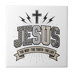 Jesus The Way The Truth The Life Vintage Christian Ceramic Tile