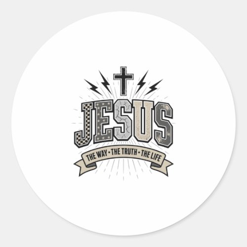 Jesus The Way The Truth The Life Vintage Christian Classic Round Sticker