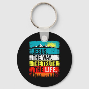 Jesus The Way Truth Life Faith Bible Verse Christi Keychain