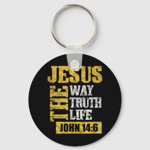 Jesus The Way Truth Life John 14:6 Christian Bible Keychain