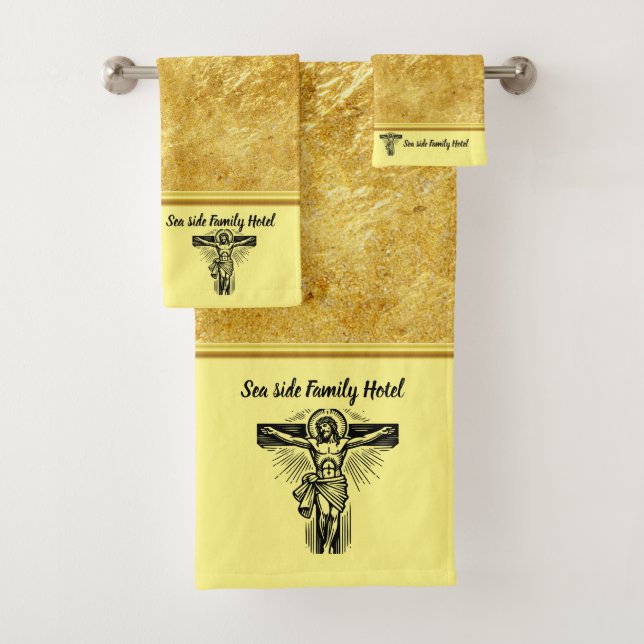 Jesus-Themed Decor for Seaside Family Hotel Bath Towel Set (Insitu)