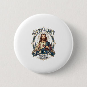 Jesus Thrift Store Vintage Hunting Graphic Tee Chr Button