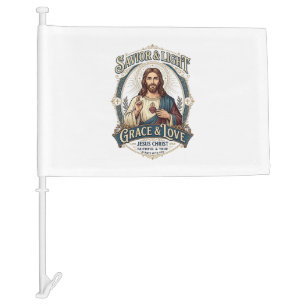 Jesus Thrift Store Vintage Hunting Graphic Tee Chr Car Flag