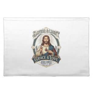Jesus Thrift Store Vintage Hunting Graphic Tee Chr Cloth Placemat