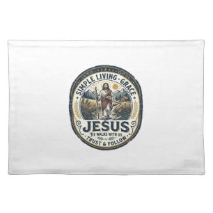 Jesus Tiny House Slow Living Vintage Cloth Placemat
