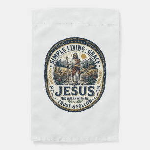 Jesus Tiny House Slow Living Vintage Garden Flag