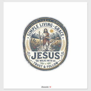 Jesus Tiny House Slow Living Vintage Sticker