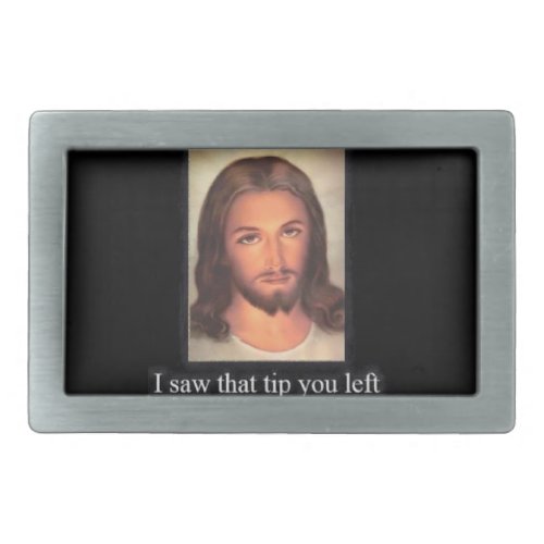 Jesus tips 20 rectangular belt buckle