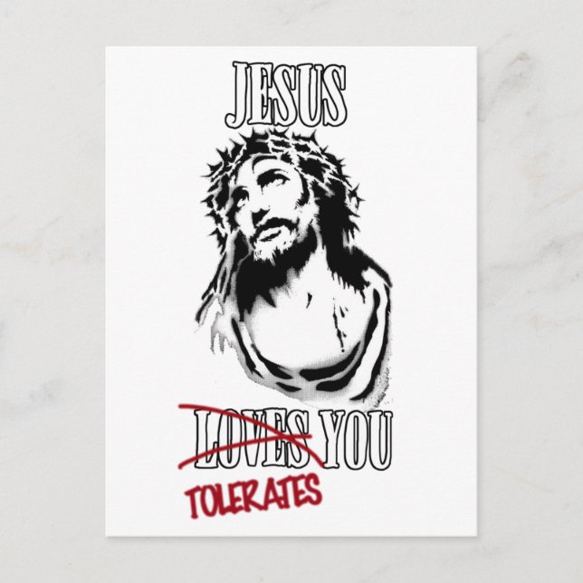 Jesus Tolerates You Postcard (Front)